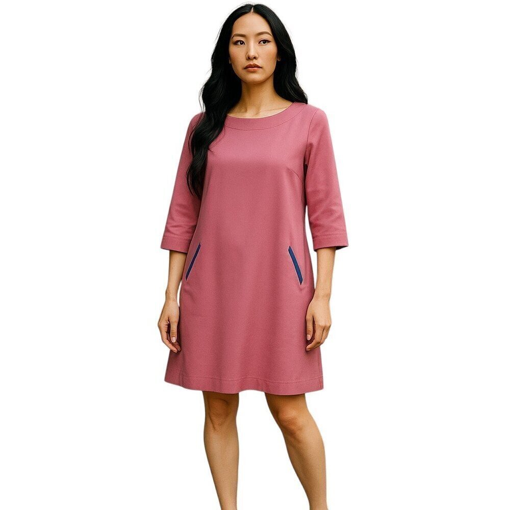 Betabrand Shift Dress Burgundy Women's Medium Ponte Long Sleeve Pockets